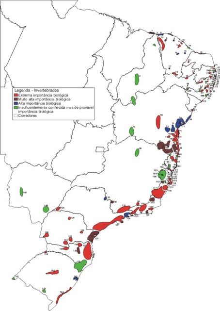 &Aacute;reas Priorit&aacute;rias de Invertebrados na Mata Atl&acirc;ntica