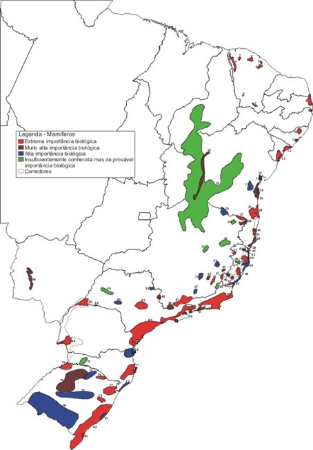 &Aacute;reas Priorit&aacute;rias de Mam&iacute;feros na Mata Atl&acirc;ntica