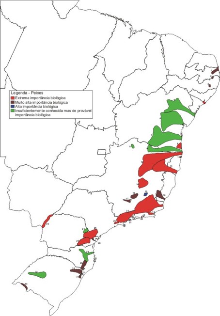 &Aacute;reas Priorit&aacute;rias de Peixes na Mata Atl&acirc;ntica