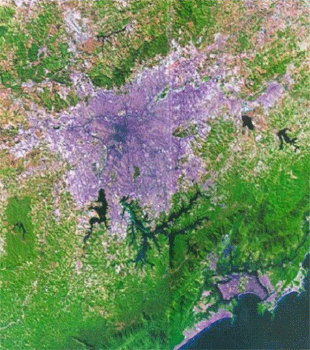 Imagem de satélite do Cinturão Verde da Cidade de São Paulo